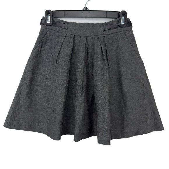 THE KOOPLES Cotton Pleated Back Zip Closure Pockets Belted Gray Mini Skirt 36 - Picture 4 of 7